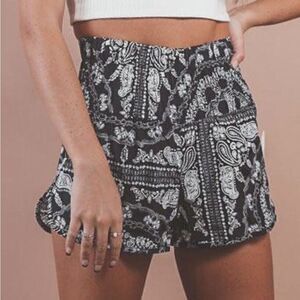 FP Movement Free People Black White Way Home Bandana Print Shorts Size S